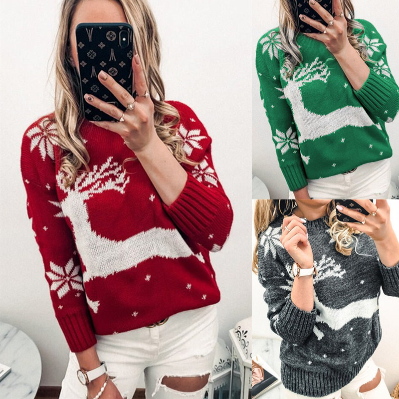 Women's Christmas Sweater Pullover Modern Style Print Casual Long Sleeve Sweater Cardigans Round Neck Fall Winter Grey Green Red Holiday, White;black
Women's Christmas Sweater Pullover Modern Style Print Casual Long Sleeve Sweater Cardigans Round Neck Fall Winter Grey Green Red Holiday, White;black