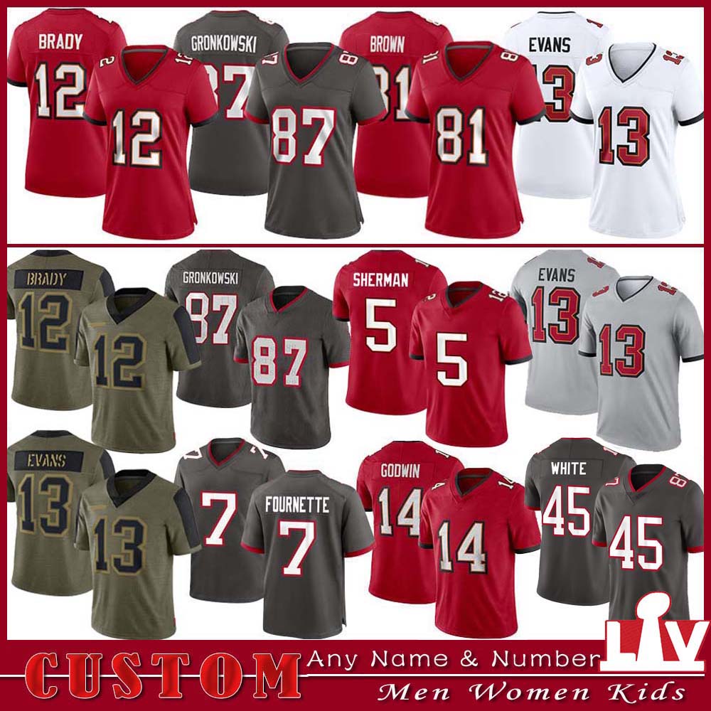 TB 12 Tom Brady 87 Rob Gronkowski Custom Bucs Football jersey 5 Richard Sherman Mike Evans Chris Godwin Devin White Antonio Brown Leonard Fournette Kyle Trask Vita Vea, Shown
TB 12 Tom Brady 87 Rob Gronkowski Custom Bucs Football jersey 5 Richard Sherman Mike Evans Chris Godwin Devin White Antonio Brown Leonard Fournette Kyle Trask Vita Vea, Shown