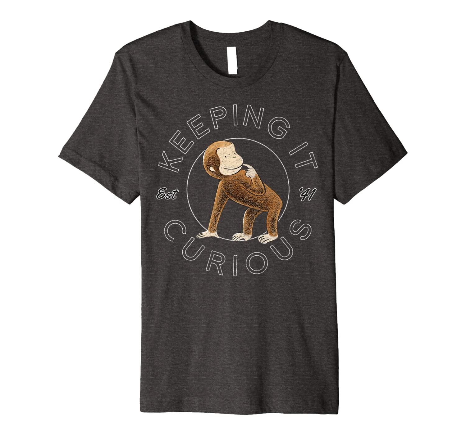 Curious George Keeping It Curious Premium T-Shirt, White;black