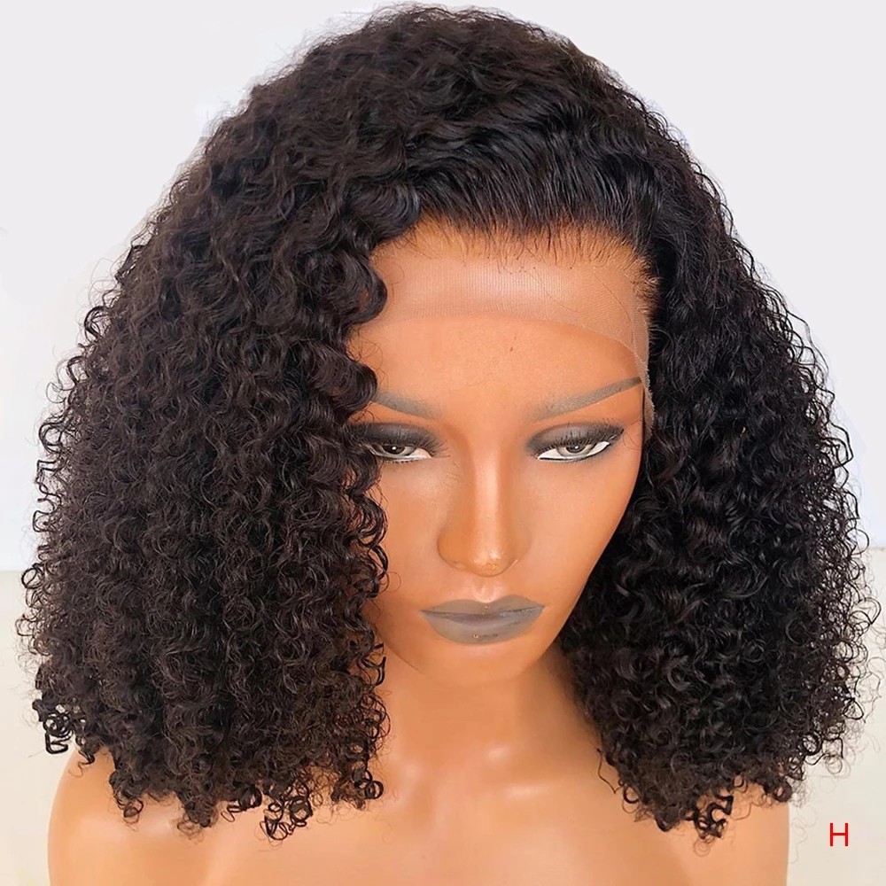 Short Curly Bob Lace Front Human Hair Wigs With Baby Hair Synthetic Lace Closure Wig For Black Women Pre Plucked
