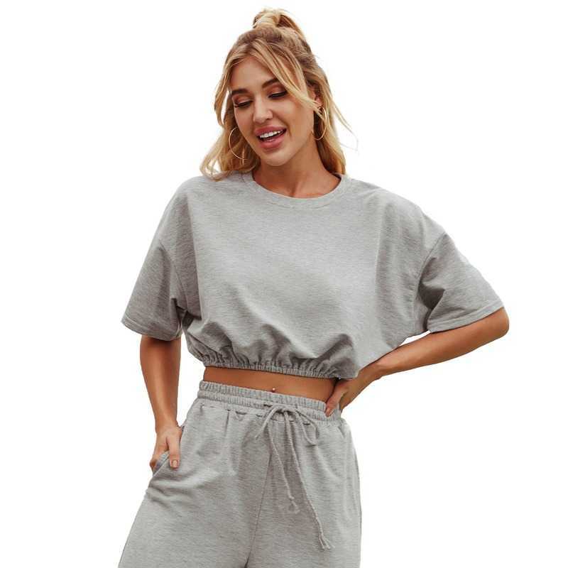 Fashion Loose Summer Woman Tshirts Causal Solid Short Sleeve Streetwear Women Sexy Tops W9124 210526