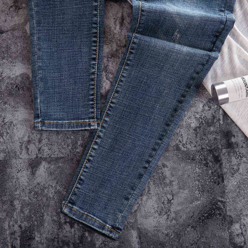 Slim Blue Skinny Jeans for Women High Waist Woman Denim Pencil Pants Stretch Ladies Plus Size 211129
