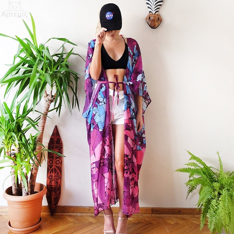 Beach Dress Kaftan Pareo Sarongs Sexy Cover-Up Chiffon Bikini Swimwear Tunic Swimsuit Bathing Suit Cover Ups Robe De Plage #Q647 210420