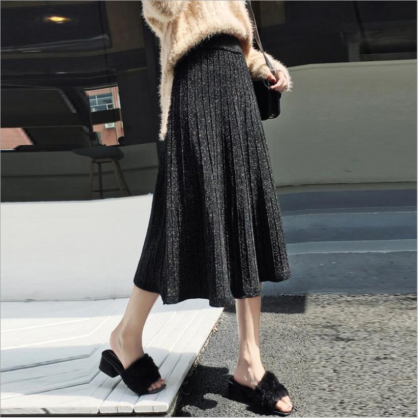 Qooth Autumn Winter Long Knitted Skirt Women Korean Fashion Silver Lurex Shining High Waist Pleated Skirts Midi Lenth qh2065 210518, Grey
Qooth Autumn Winter Long Knitted Skirt Women Korean Fashion Silver Lurex Shining High Waist Pleated Skirts Midi Lenth qh2065 210518, Grey
