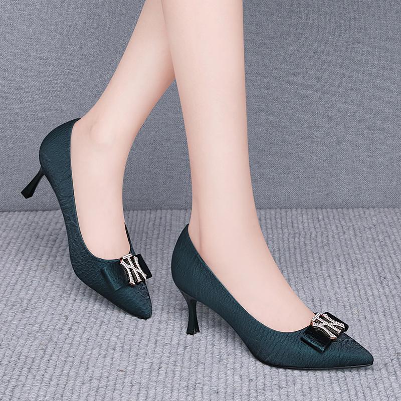 Dress Shoes Pointed Toe High Heels Woman Satin Cloth Artificial Crystal Diamond Buckle Work Fashion Sexy Women Shallow Thin Heel, 5137dark green
Dress Shoes Pointed Toe High Heels Woman Satin Cloth Artificial Crystal Diamond Buckle Work Fashion Sexy Women Shallow Thin Heel, 5137dark green