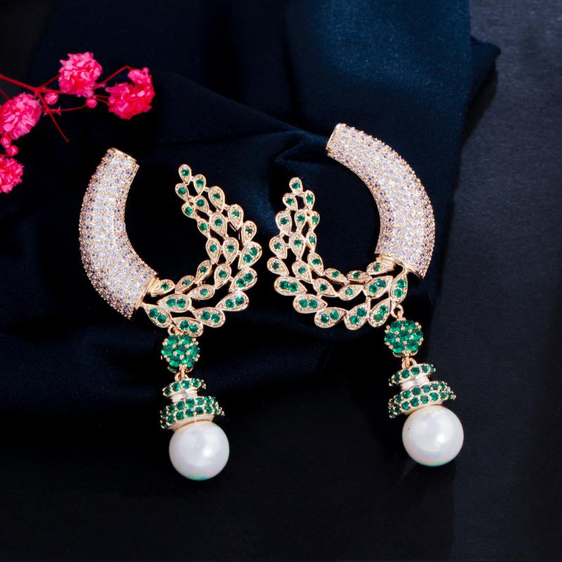 Dangle & Chandelier CWWZircons Elegant Green Cubic Zirconia Large Long Pearl Drop Earrings Statement Gold Wedding Party Jewelry CZ944, Silver
Dangle & Chandelier CWWZircons Elegant Green Cubic Zirconia Large Long Pearl Drop Earrings Statement Gold Wedding Party Jewelry CZ944, Silver
