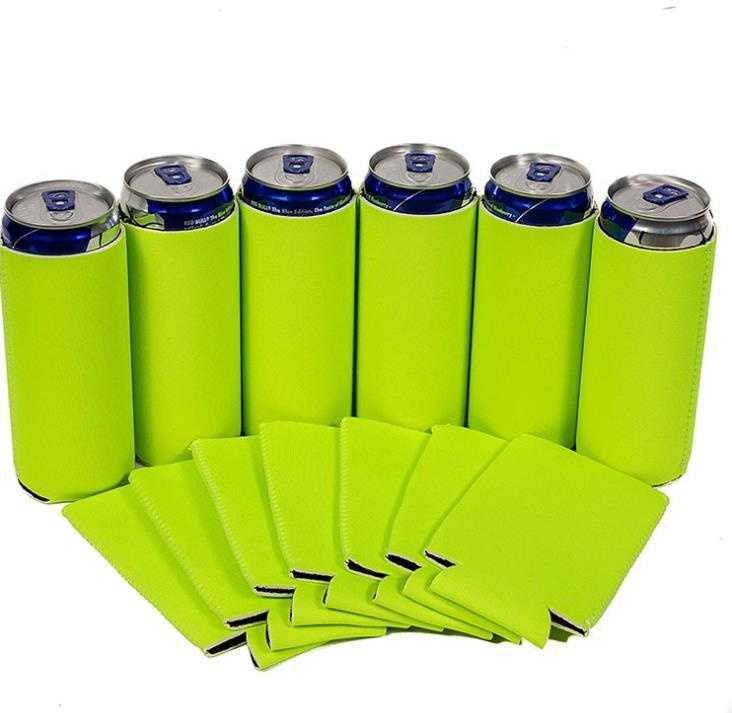 1000Pcs Blank Neoprene Slim Beer Can Cooler Tall Stubby Holder Foldable Stubby Holders Skinny Beer Cooler Bags For 12oz