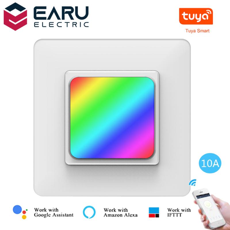 Smart Home Control EU WiFi Wall Switch Push Button Timer Relay Voice Remote RGB LED Night Light Lamp TUYA Alexa Google