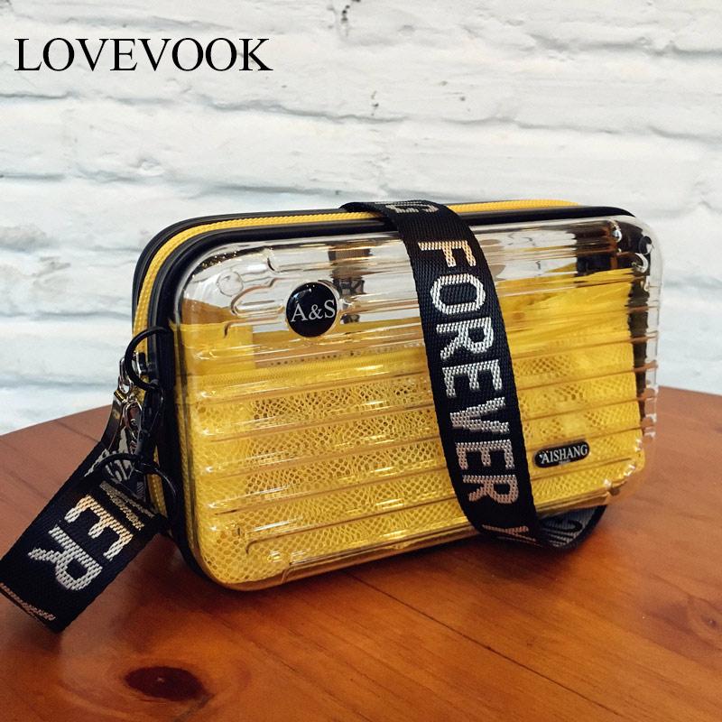 LOVEVOOK Crossbody Bags For Transparent 2021 Women Female Bag With Mini Fashion Handbag PVC Suitcase Make Up Net Travel Mfwfm