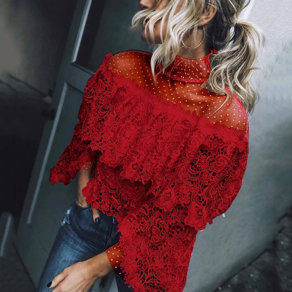 Blouse Womens Spring Summer Sexy Flare Sleeve Printed Point Top Causal Black Harajuku Female Tops and Shirt Women 210514
Blouse Womens Spring Summer Sexy Flare Sleeve Printed Point Top Causal Black Harajuku Female Tops and Shirt Women 210514