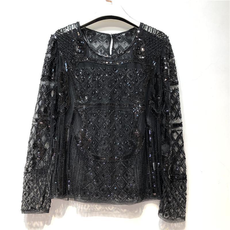 Bead Sequins Blouse Women Gold Embroidery Hollow Out Sexy Party Shits Beading Tops Long Sleeve Blouses Autumn Spring Tees Women's & Shirts, Blackgold
Bead Sequins Blouse Women Gold Embroidery Hollow Out Sexy Party Shits Beading Tops Long Sleeve Blouses Autumn Spring Tees Women's & Shirts, Blackgold