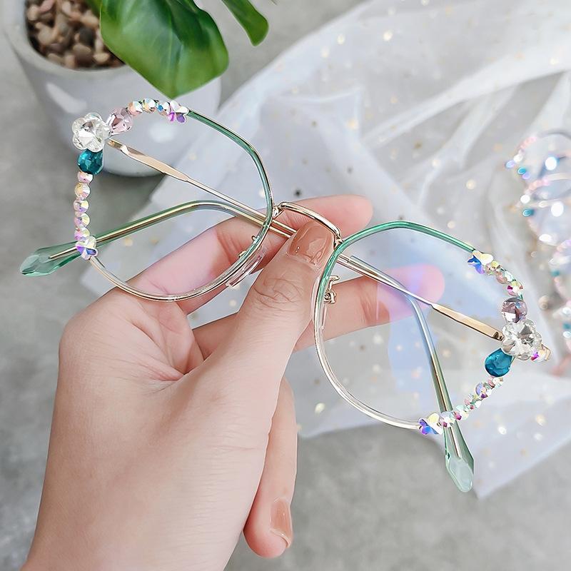 Sunglasses Blue Light Blocking Prescription Glasses Bling Rhinestone Anti-blue Eye Protection Eyeglasses Clear Lens Flat Mirror
Sunglasses Blue Light Blocking Prescription Glasses Bling Rhinestone Anti-blue Eye Protection Eyeglasses Clear Lens Flat Mirror