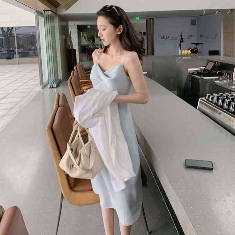 Korean Style Vintage Strap Dresses Women Sleeveless Sexy Midi Dress Ladies V-neck Elegant Evening Dresses Verano Summer 210521