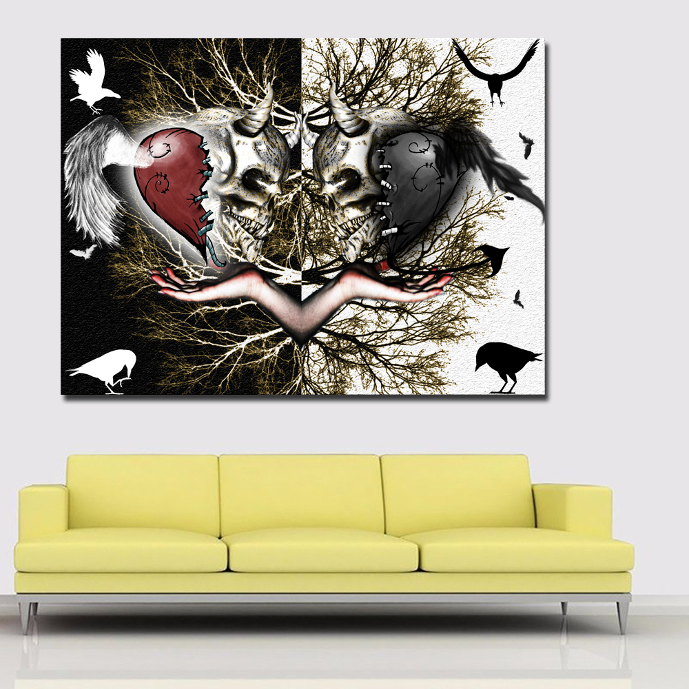 Dark Color Pop Art Abstract Love Art Painting Printed on Canvas Modern Wall Art Picture for Living Room Poster Cudros Decor