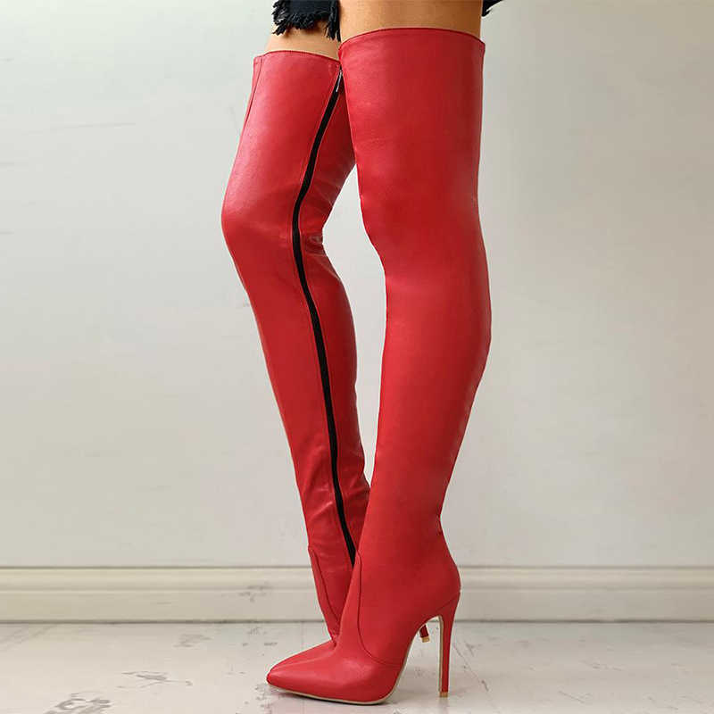 Sexy High Heels Over The Knee Boots Women Black Thigh High Boots Ladies Autumn Winter Shoes Women's Long Boot Plus Size 43 211021