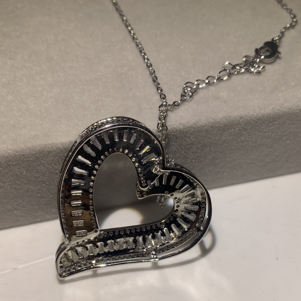 Choucong Brand Top Sell Big Heart Pendant Real 925 Sterling silver T shape 5A Zircon CZ Diamond Party Engagement Wedding Clavicle Necklace for women B