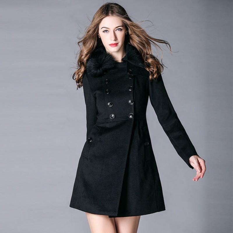 Women' Wool & Blends Cashmere Coats Black Overcoats Long Sleeve Double Breasted Clothes Luxury Fashion Slim Fur Collar Solid Ladies
Women' Wool & Blends Cashmere Coats Black Overcoats Long Sleeve Double Breasted Clothes Luxury Fashion Slim Fur Collar Solid Ladies