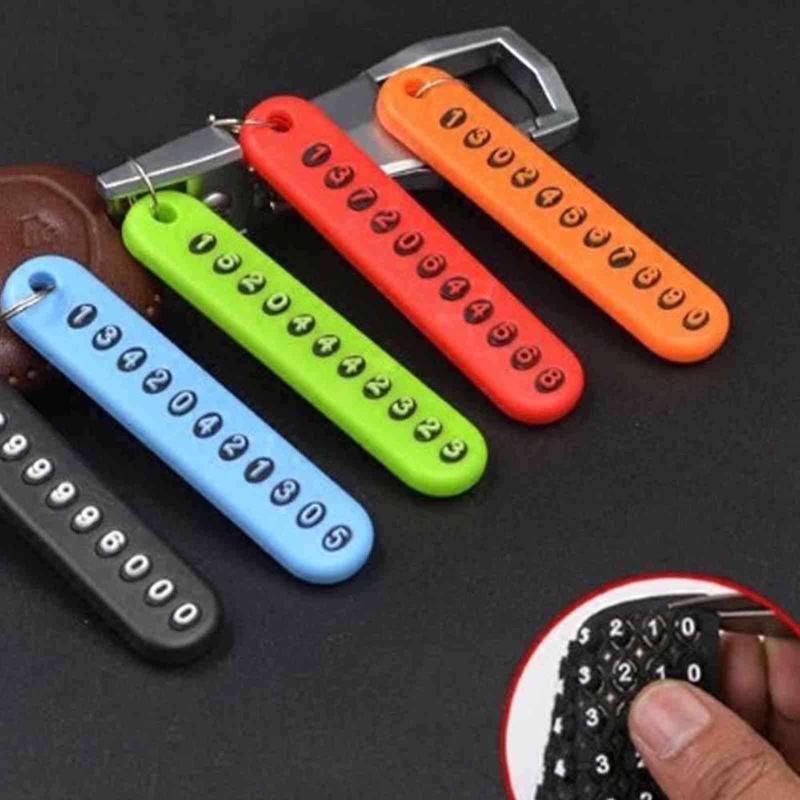 5 Anti-Lost Car Key Pendant Split Rings Keychain Phone Number Card Keyring Auto Vehicle Key Chain Car Accessories H1126