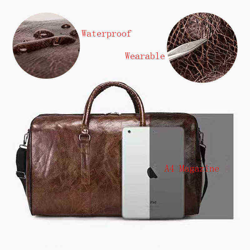 Luggage Unisex Large Capacity Waterproof Bag Portable Sport Weekend s Business Duffle Soft Leather Travel Suitcase 202211