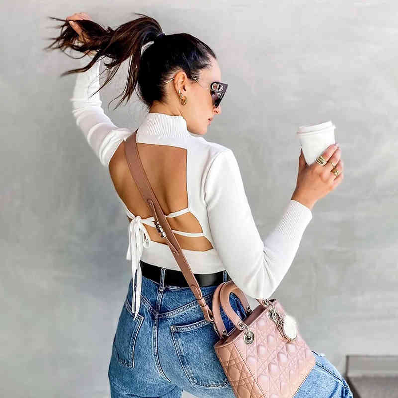 Elegant Pure White Bodycon Knitted Sweater Pullover Blouse Za Spring Long Sleeve Fashion Backless Vintage Design Tops 210521, Ivory
Elegant Pure White Bodycon Knitted Sweater Pullover Blouse Za Spring Long Sleeve Fashion Backless Vintage Design Tops 210521, Ivory