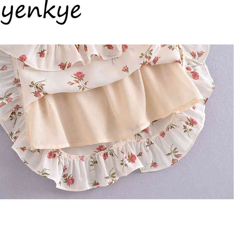 Sexy Women Prairie Chic Floral Print Sling Dress Female Sleeveless A-line Mini Chiffon Summer Holiday Vestido 210430