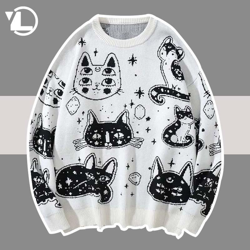 Men's Sweaters Hip Hop Men Street Vintage Knitted Cartoon Cat Ripped Sweater Jumpers Harajuku Autumn Casual Knitwear Gothic Pullovers, White;black
Men's Sweaters Hip Hop Men Street Vintage Knitted Cartoon Cat Ripped Sweater Jumpers Harajuku Autumn Casual Knitwear Gothic Pullovers, White;black
