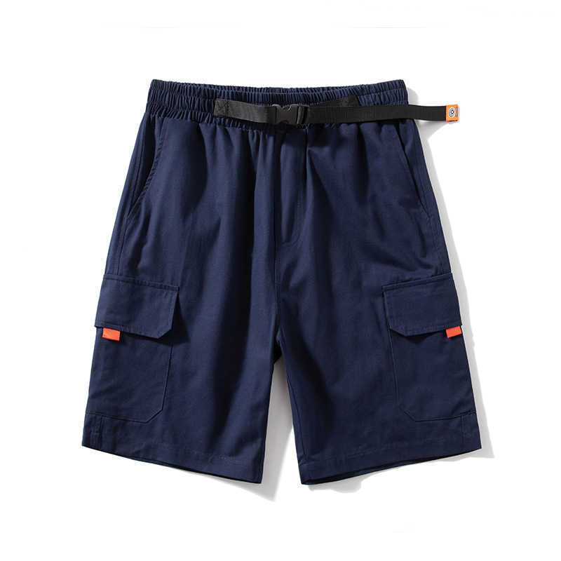 Summer Men's Orange Pocket Cargo Shorts Men Baggy Cotton Linen Breathable Mens Jogger Shorts Beach Short Belt Pants Men 8XL 210603