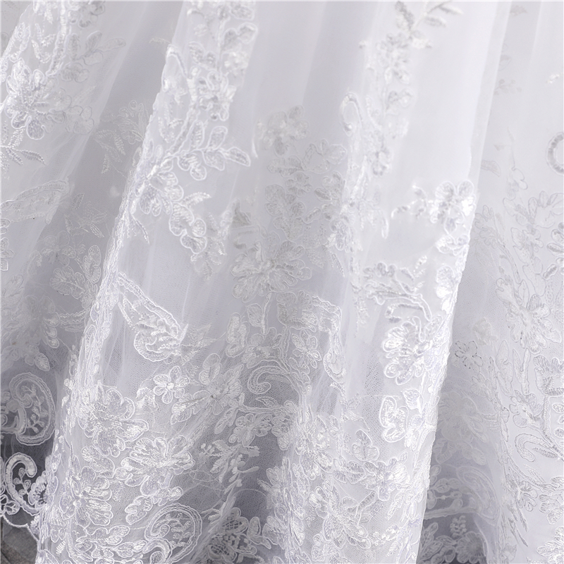 ZJ9160 2021 Dubai Elegant Long Sleeves Ball Gown Wedding Dresses Sheer Crew Neck Lace Appliques Beaded Vestios De Novia Bridal