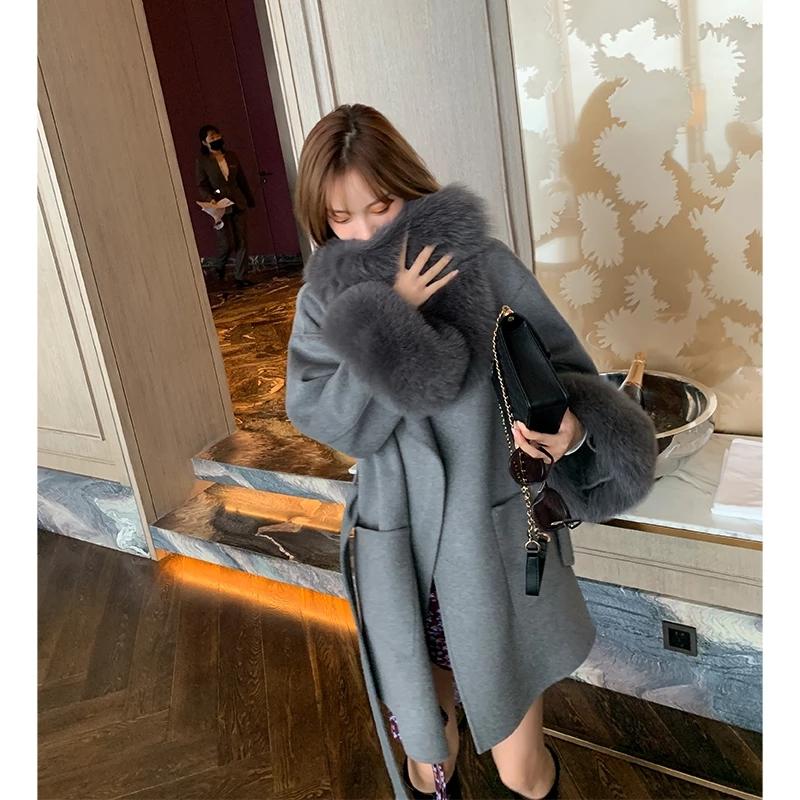 Women's Fur & Faux 2021 Winter Natural Collar Oversize Wool Coat With Fluffy Cuffs Female Thickening Warm Overcoat, Beige
Women's Fur & Faux 2021 Winter Natural Collar Oversize Wool Coat With Fluffy Cuffs Female Thickening Warm Overcoat, Beige