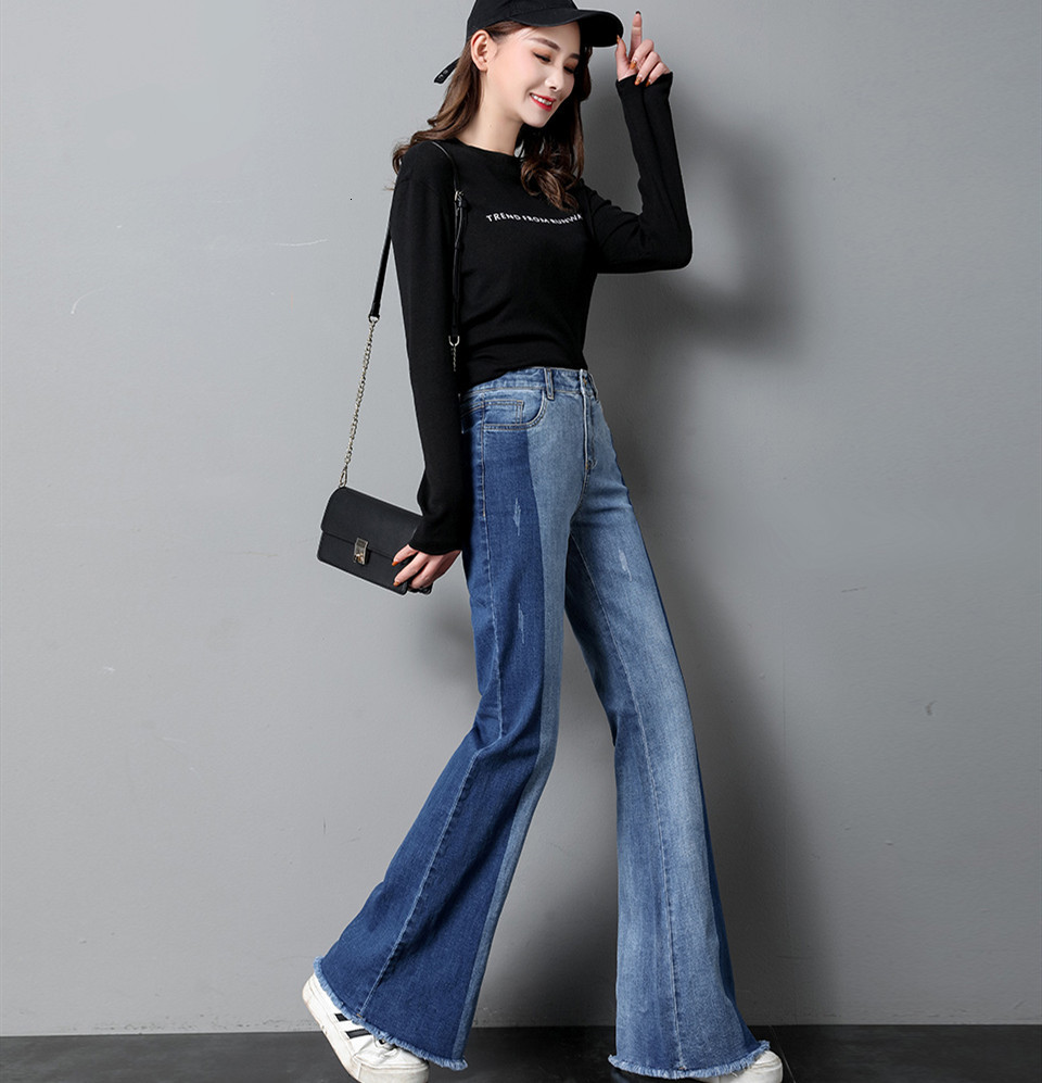 Women's Jeans high waist jeans denim summer boot cut women moustache loose causal spliced pants E4J9