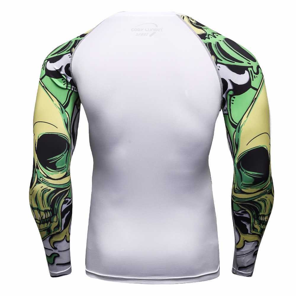 Men MMA Compression Shirts Rashguard Fitness Long Sleeves Base Layer Skin Tight Weight Lifting T 22 210629