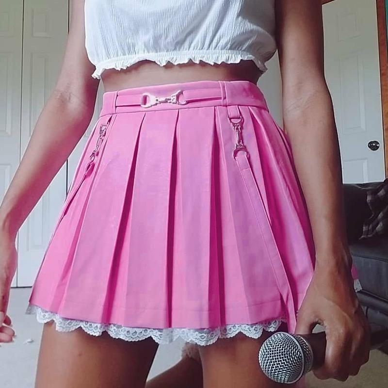 Skirts Summer Women 2021 High Waist Stitching Metal Straps Student Pleated Khaki Black White Cute Sweet Girls Dance Mini Skirt
Skirts Summer Women 2021 High Waist Stitching Metal Straps Student Pleated Khaki Black White Cute Sweet Girls Dance Mini Skirt