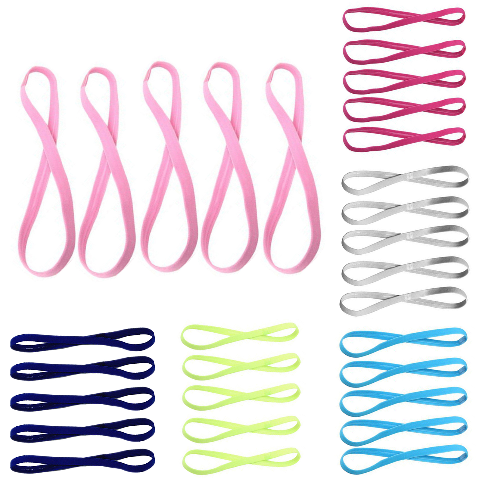 5Pcs Candy Color Women Men Yoga Hair Bands Sports Headband Non-slip Running Elastic Rubber Sweatband Hair Accessories
