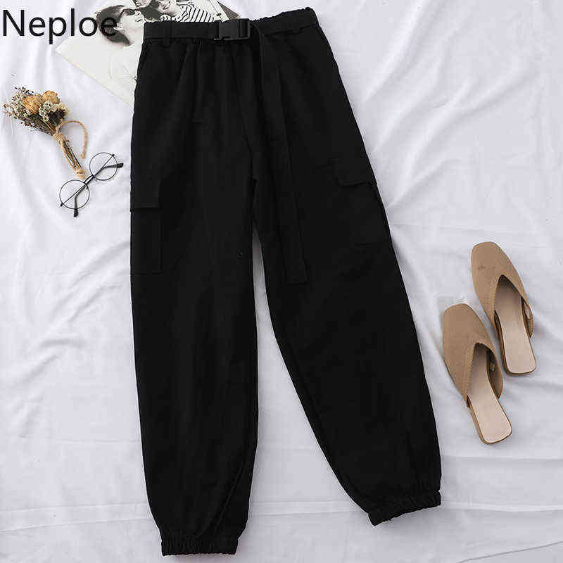 Neploe Harajuku Pants Streetwear Cargo Women Casual Joggers Sweatpants High Waist Female Trousers Korean Pantalon Belt 211115