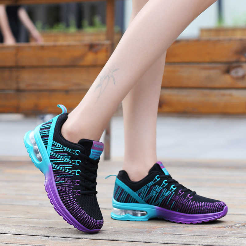Women's New Sneakers 2021 Spring Anti-slip Breathable Colorful Ladies Outdoor Lace Up Casual Shoes Trainer Sport Walking Flats Y0907