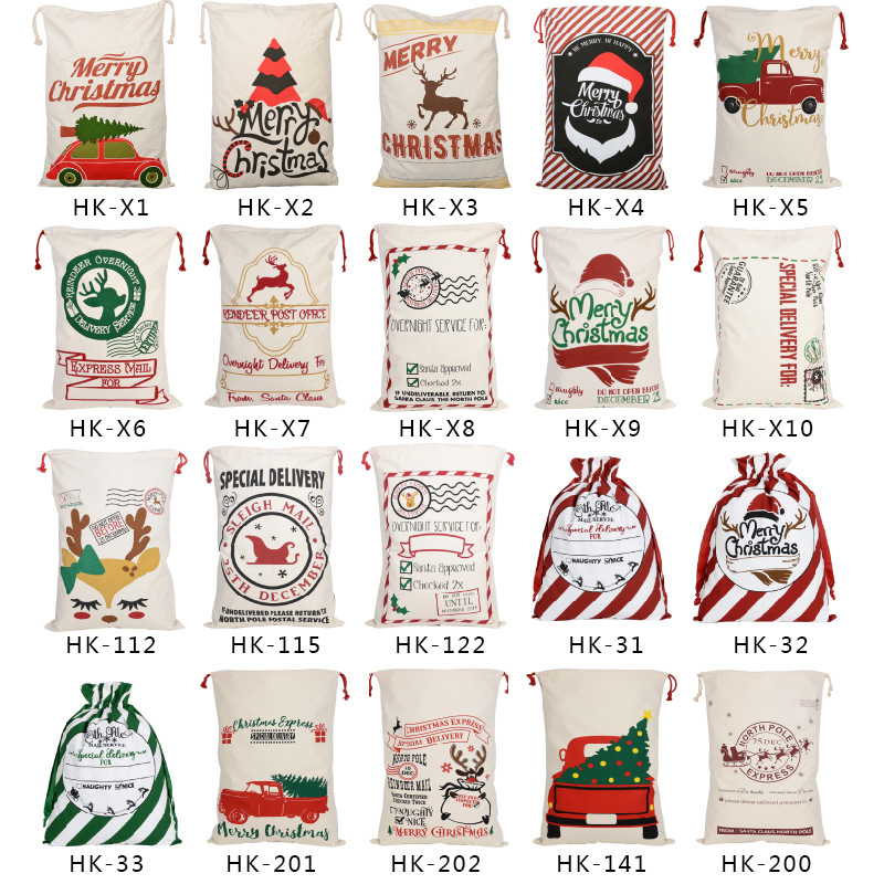 

Christmas Decorations Bags Large Size Santas Claus Santa Sacks Bag Party Favor Supplies Canvas bagXmas