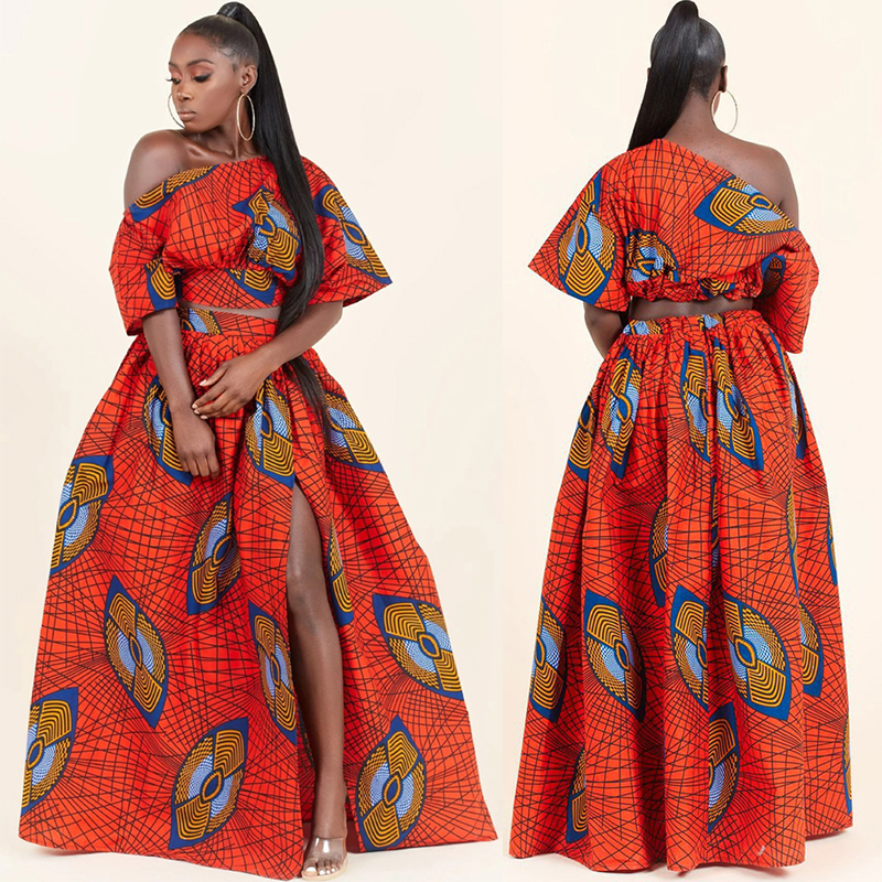 2021off shoulder dashiki print split skirts african women dresses european clothing wedding party robes short sleeve t-shirt, Red
2021off shoulder dashiki print split skirts african women dresses european clothing wedding party robes short sleeve t-shirt, Red