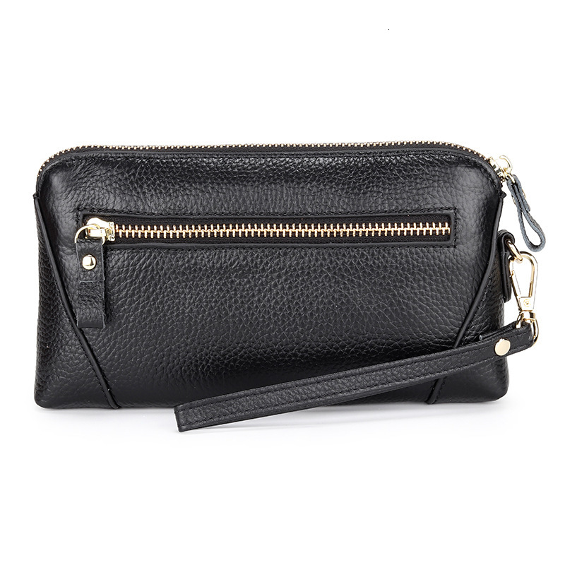 Wallet First Layer Cowhide Handbag Women Leather Grab Bag Simple Soft Mother's Mobile Phone Zero Long Small 049