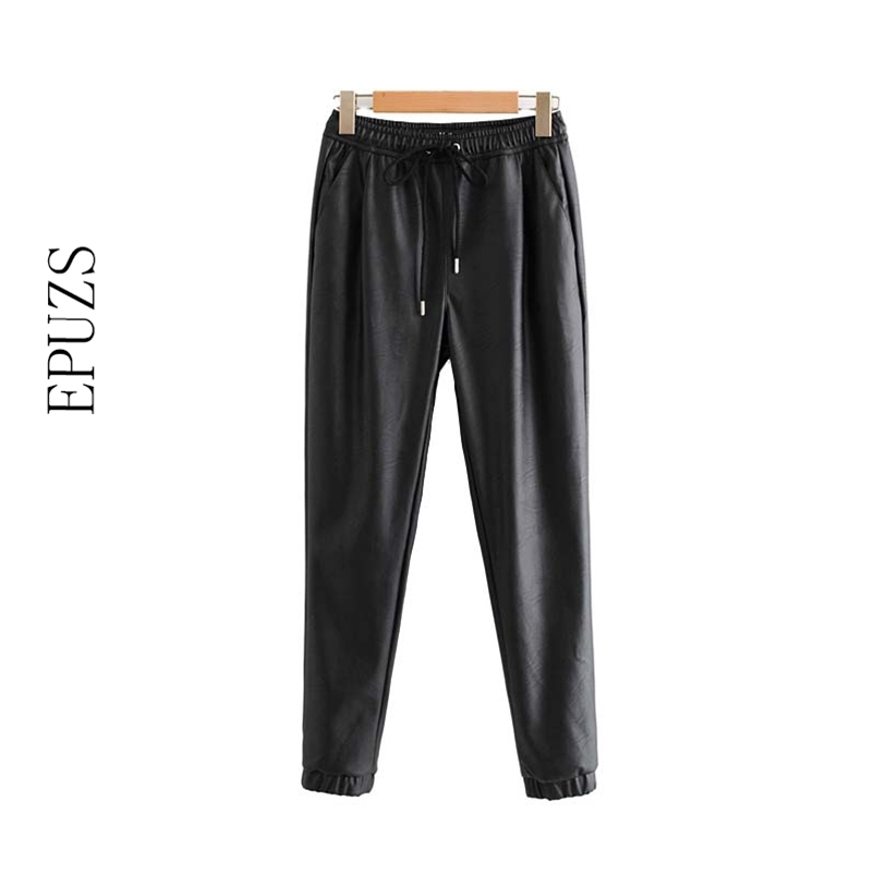 winter elastic high waist pant women Black pu leather pants harem joggers pencil trousers streetwear pantalon femme 210521
winter elastic high waist pant women Black pu leather pants harem joggers pencil trousers streetwear pantalon femme 210521