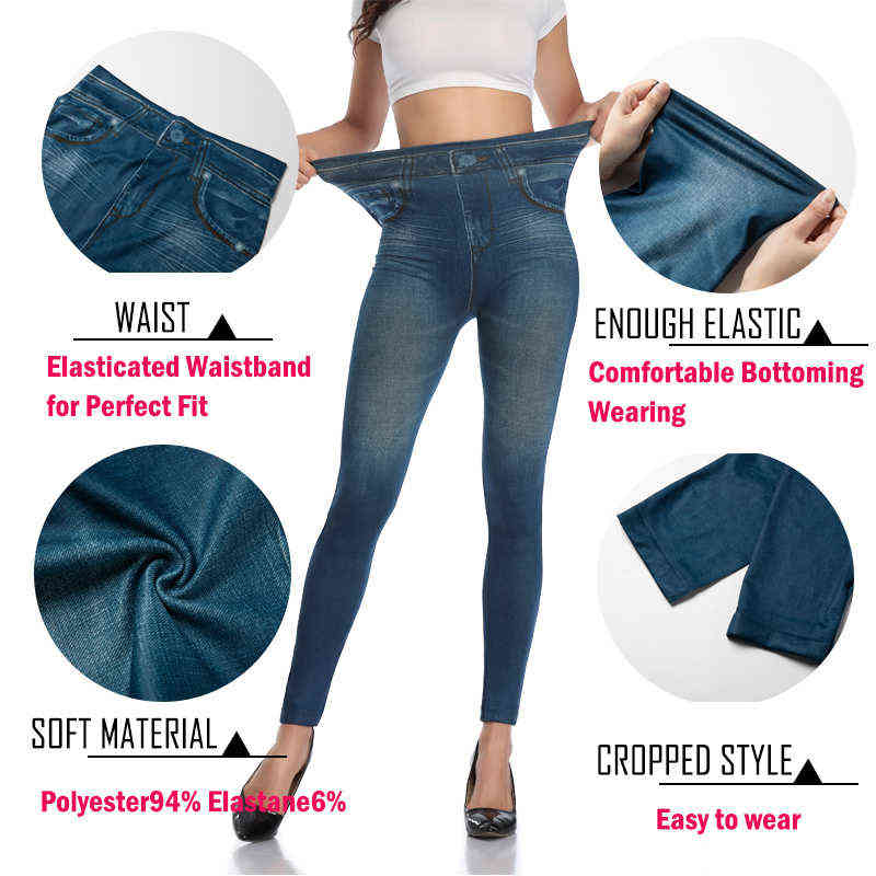 Push Up Seamless High Waist Warm Jeans Leggings Women Autumn and Winter Elastic Jeggings Denim Pants Leggins Mujer Dropship 211204