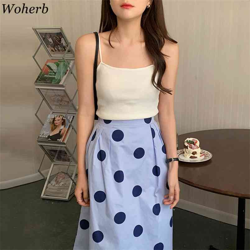 Chic Two Piece Set Women White Sling Crop Tops High Waist Polka Dot Skirt Korean Suit Ropa Mujer 2 for Woman 210519, White tops
Chic Two Piece Set Women White Sling Crop Tops High Waist Polka Dot Skirt Korean Suit Ropa Mujer 2 for Woman 210519, White tops