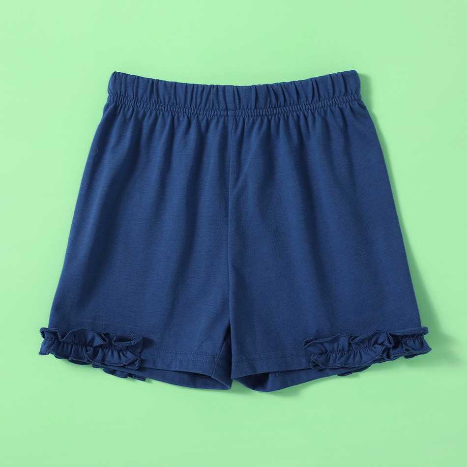 Stylish Blueberry Leaves Print Bowknot Top And Shorts 210528