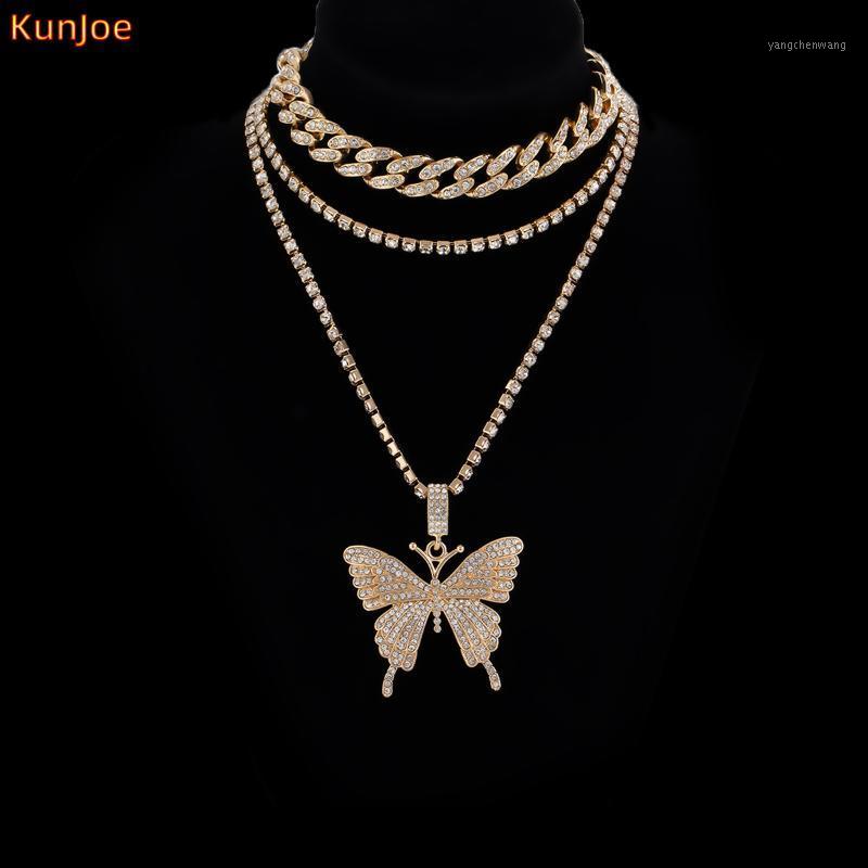 Chains KunJoe Vintage Butterfly Pendant Necklace Punk Cuban Chain Rhinestones Gold Color Choker Thick Women Fashion Jewellery
Chains KunJoe Vintage Butterfly Pendant Necklace Punk Cuban Chain Rhinestones Gold Color Choker Thick Women Fashion Jewellery