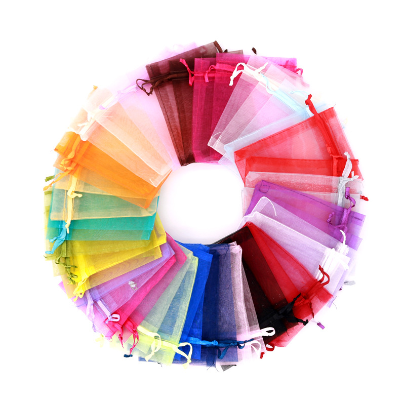 Drawstring Jewelry Mesh Bags Pouches Organza Packaging Bag Christmas Wedding Party Decoration Candy Drawable Storage Gift Display Packing Pouch 5*7cm-