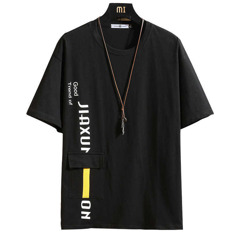 Summer Short Sleeves Harajuku Korea Fashion White T-shirt Streetwear Hip Hop Rock Punk Men Top Tees Tshirt Clothes 210629