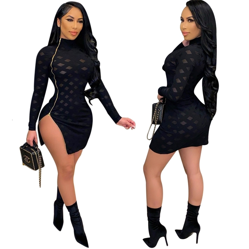Chic Design Women Solid Hollow Out Sexy Nightclub Party INS test Turtleneck Long Sleeve High Split Mini es, Black
Chic Design Women Solid Hollow Out Sexy Nightclub Party INS test Turtleneck Long Sleeve High Split Mini es, Black