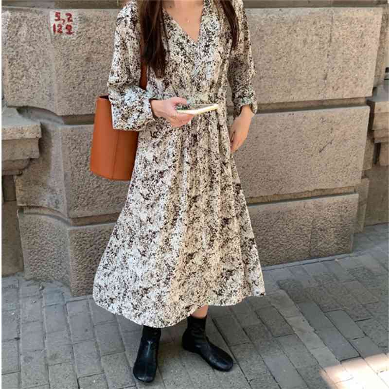 Plus Size Spring Girls Boho print Female Vintage Dress Party oversize long Sleeve Women Dresses Robe Vestido 210417Z