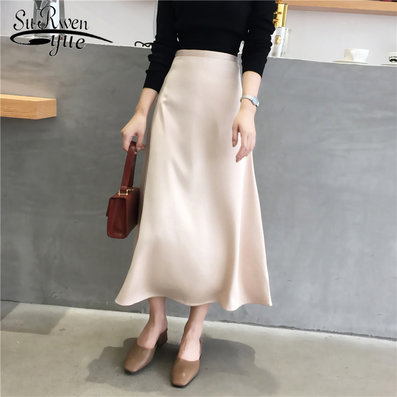 Korean Spring Silk Satin Skirt Women High Waist Midi Summer Elegant Ladies Vintage Ruffled 8815 50 210521, Black
Korean Spring Silk Satin Skirt Women High Waist Midi Summer Elegant Ladies Vintage Ruffled 8815 50 210521, Black
