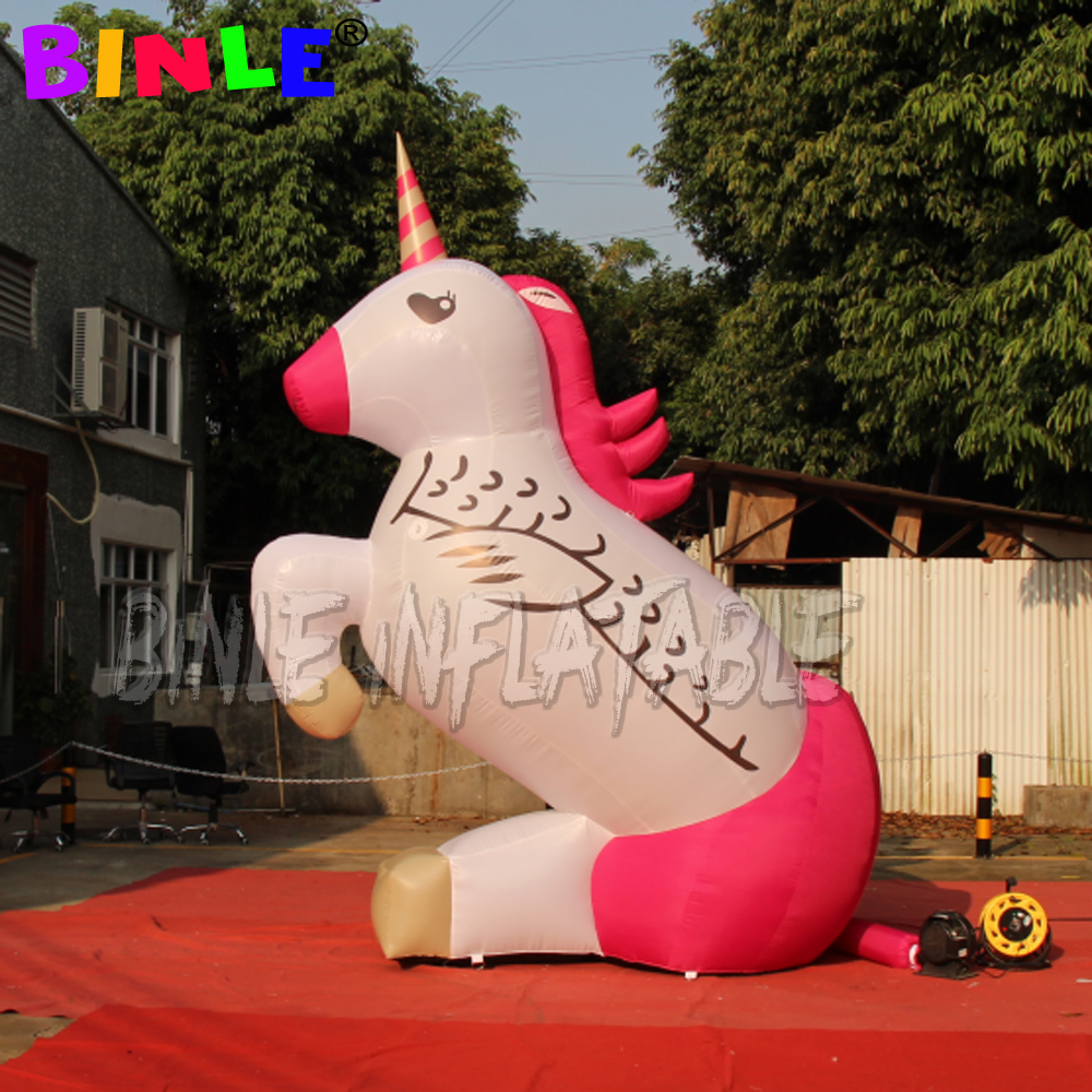 Event Colorful Giant Inflatable Unicorn Customized Parade Horse Animal With Horns aerated For Advertising