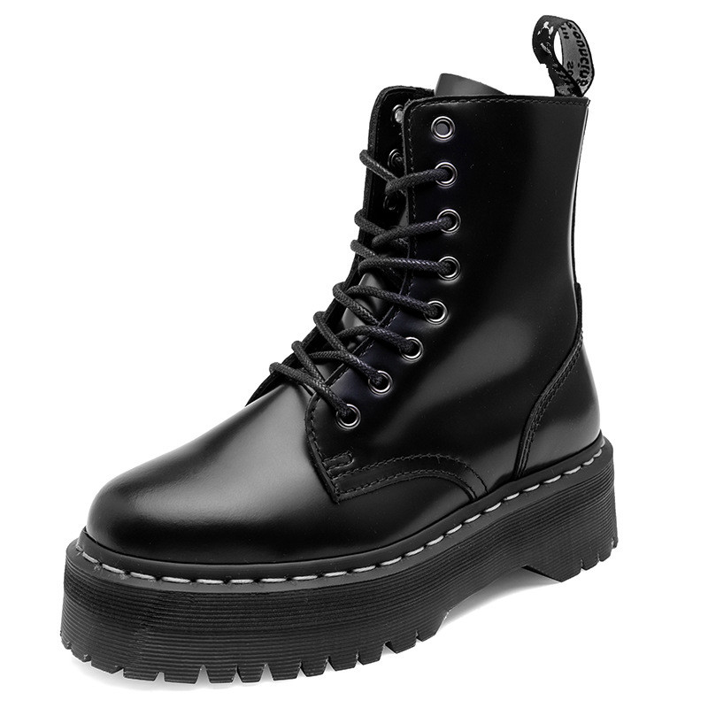 2021 Leather Platform Boots Women Chunky Motorcycle Boots 1